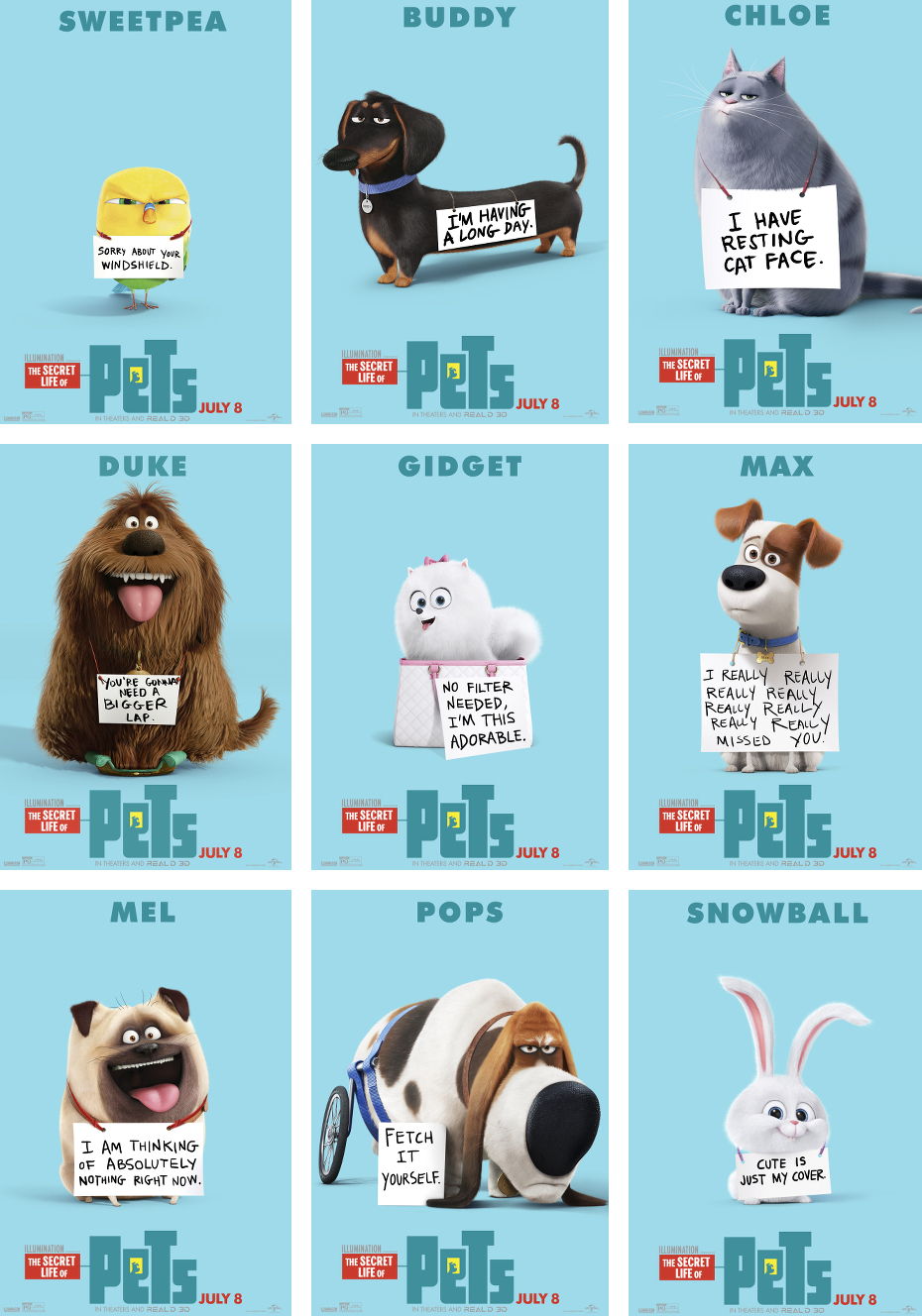 Secret Life of Pets - Character Posters